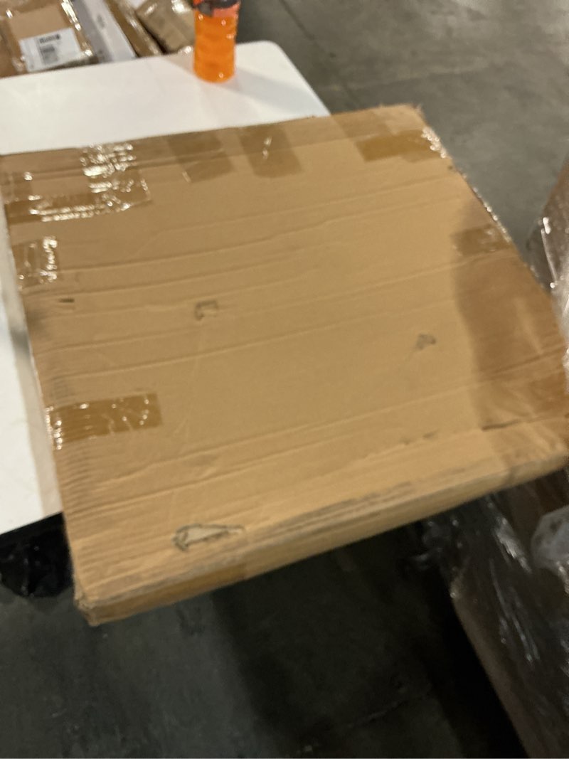 Condition photo showing As Is for Extra Large Square Ottoman Table Tray with Wooden Bead Washed Wooden Serving Tray Multipurpose Decorative Square Ottoman Tray for Coffee Table Platter Room Kitchen Counter (White,24 x 24 Inch)