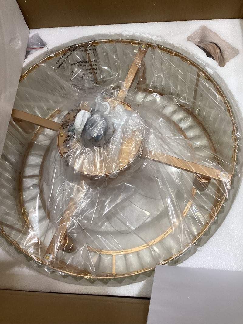 Condition photo showing Good Condition for frixchur modern chandelier ceiling fan with lights crystal fandeliers with lights and remote gold ceiling fan for living room dining room bedroom kitchen,18 inch, 3 speed