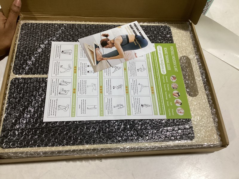 Condition photo showing New/Like New for XCMVCN Slant Board for Calf Stretching, 5 Angle Portable Adjustable Calf Wooden Stretch Board with Training Poster, 300lb Weight Capacity for Ankle Heel Feet Leg Knees Physical Therapy Equipment