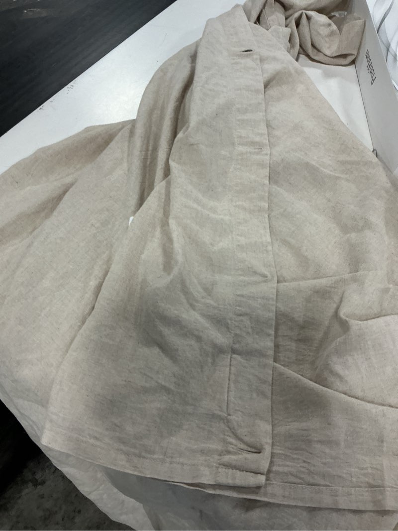 Condition photo showing Good Condition for seasonwood linen shower curtain neutral vintage farmhouse linen shower curtains for bathroom boho bathroom decor with 12 sturdy stainless steel sliding hangers(taupe,72x72 inches)