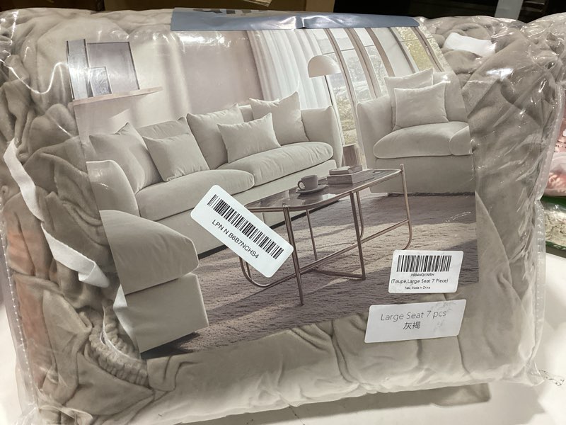 Condition photo showing New/Like New for couch cover velvet, stretch sofa covers for separate main cover/backrests and seat cushions couch cover, for living room furniture slipcovers (taupe,large seat 7 piece) taupe large seat 7 piece