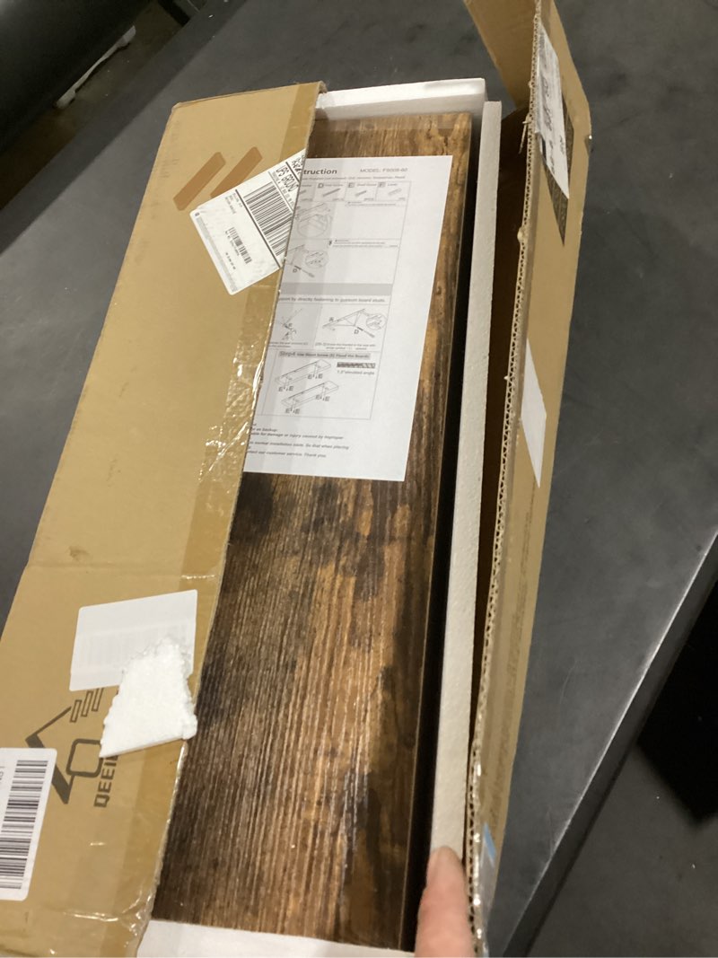 Condition photo showing New/Like New for qeeig floating shelves for wall 23.6" long - wall mounted shelf bathroom kitchen living room bedroom farmhouse home decor display bookshelf large 23.6 x 9.3 inch set of 2, rustic brown (008-60bn)