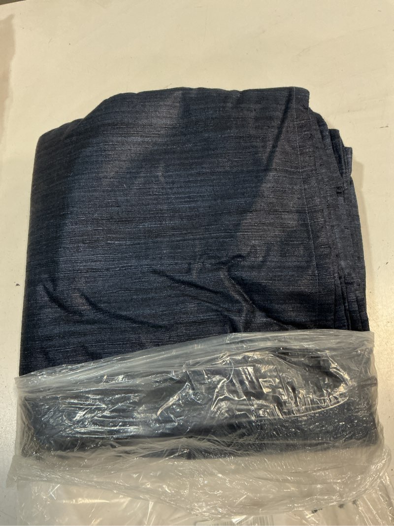 Condition photo showing Good Condition for quince raw silk room darkening curtain, 48x96, navy single panel