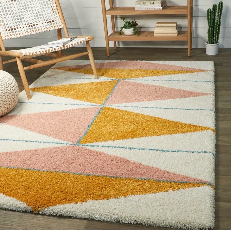 balta levine modern geometric shag area rug burnt orange