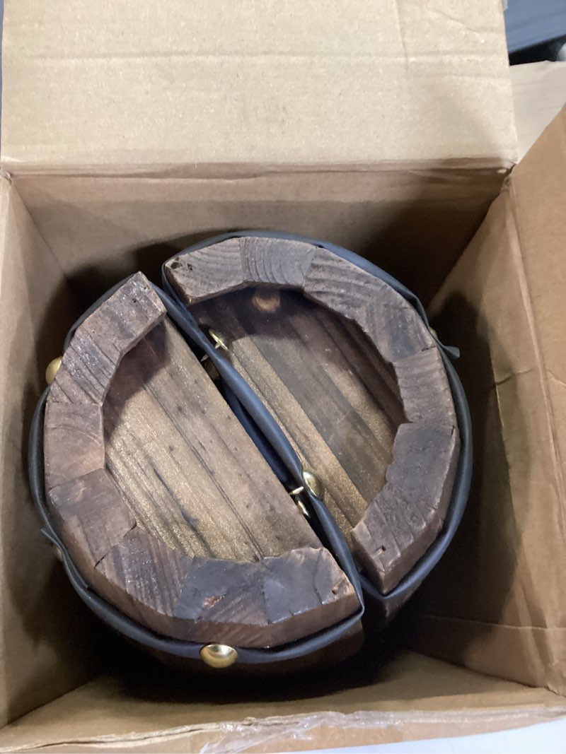 Condition photo showing Good Condition for 2 pcs wooden whiskey barrel vase vintage flower vase container rustic half barrel planter for wedding reception table decoration home indoor outdoor garden kitchen party table decoration