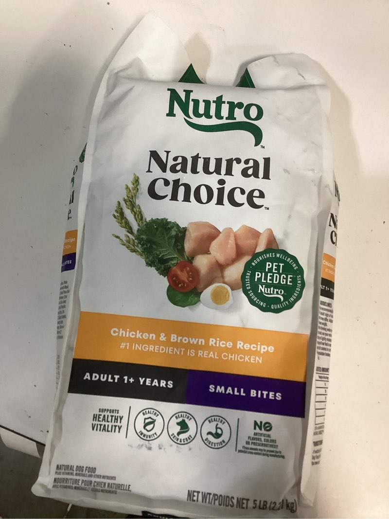 Condition photo showing New/Like New for 03/03/2026)Nutro Natural Choice Adult Small Bites Dog Food, Chicken & Brown Rice Recipe, 5 lb. Bag Chicken 5 Pound (Pack of 1)