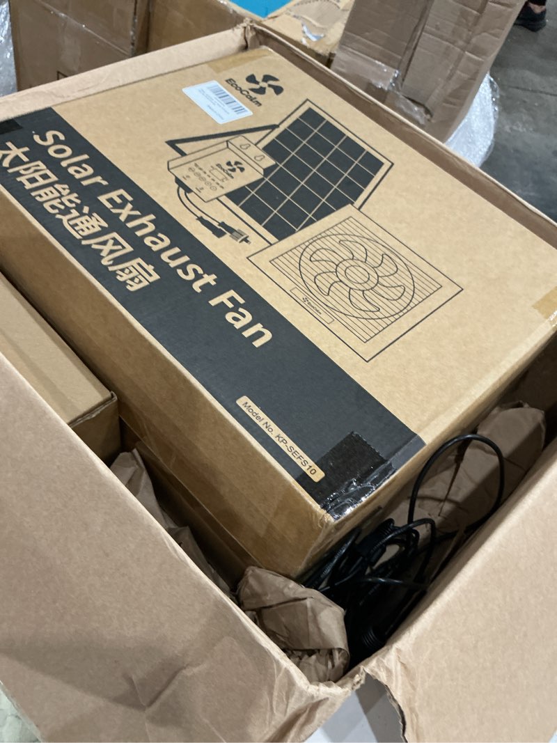 Condition photo showing Good Condition for 10" solar fan with battery and adjustable thermostat, solar powered shutter ventilation fan for greenhouse, attic, garage with 2pcs 15w bifacial solar panels 10inch