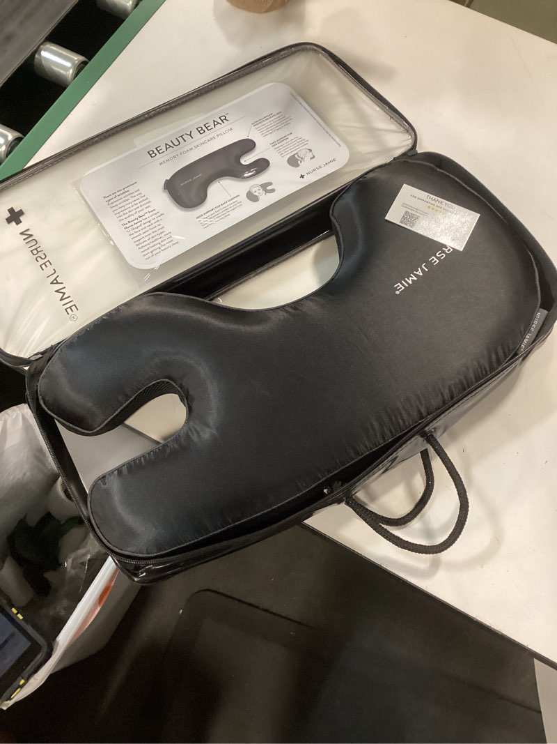 Condition photo showing As Is for Nurse Jamie Beauty Bear Memory Foam Skincare Pillow – Memory Foam Neck & Face Support Black