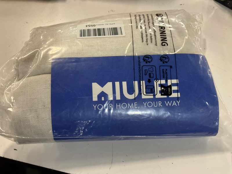 Condition photo showing New/Like New for miulee linen white curtains 84 inch length 2 panels set for living room bedroom semi sheer light filtering farmhouse rod pocket long soft thick linen textured window drapes w42xl84 42"w x 84"l (pack of 2) bleached linen