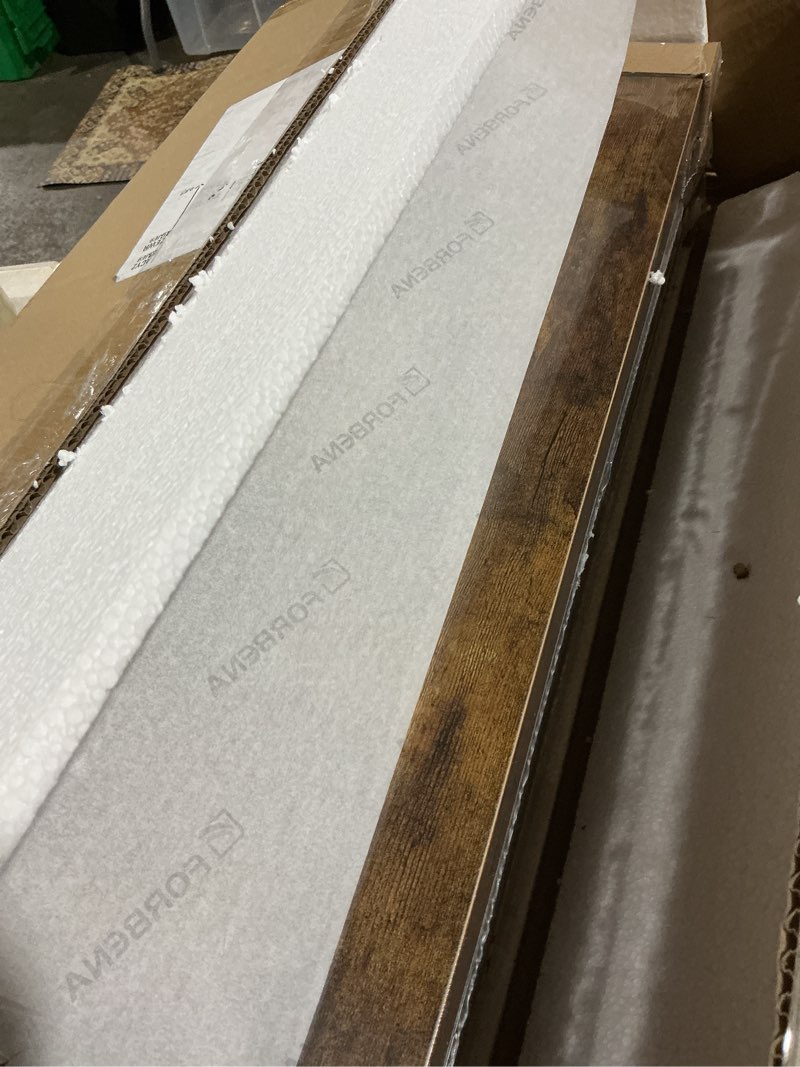 Condition photo showing Good Condition for Forbena Rustic Wood Floating Shelves for Wall Set of 3, 24 Inches Long Wooden Hanging Shelves for Bedroom Storage, Large Wall Mounted Shelves for Living Room Books, Closet (Dark Brown) 23.6 Inch Rustic Brown