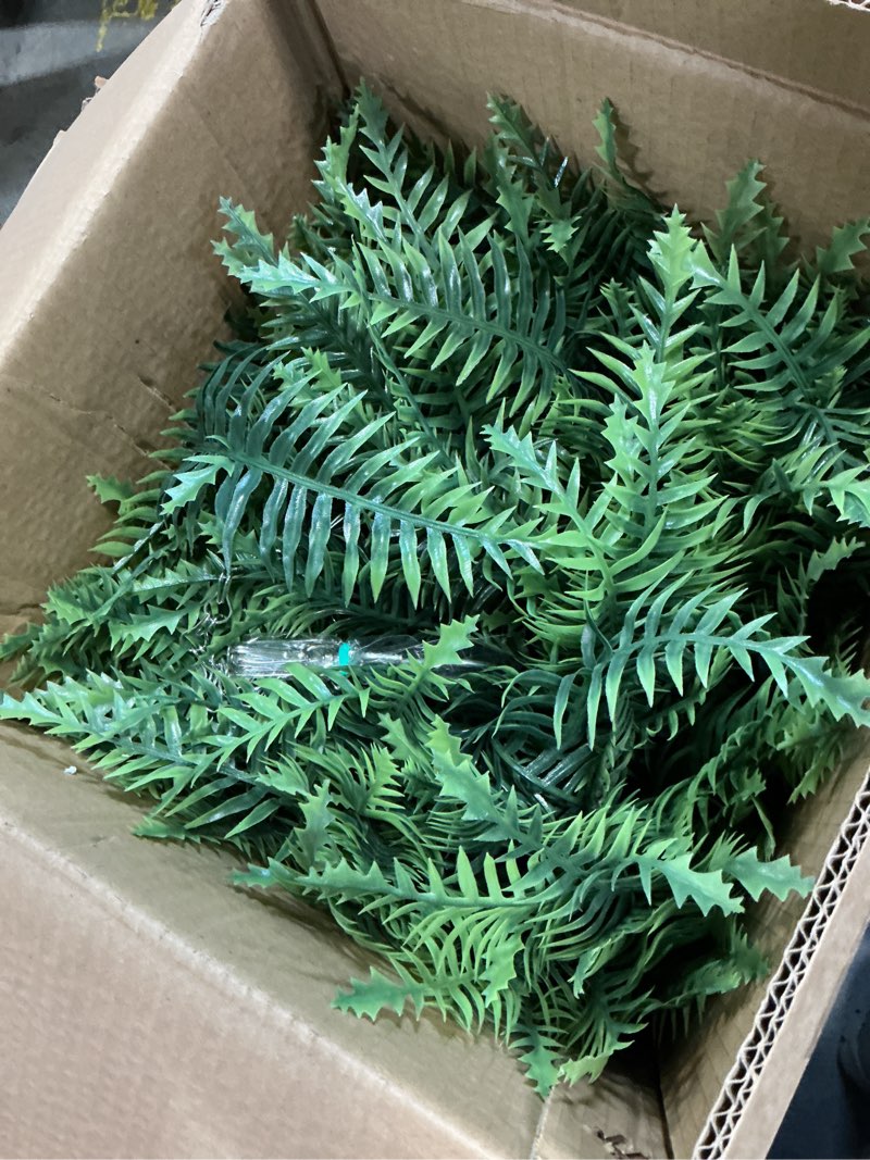 Condition photo showing Good Condition for outdoor fake hanging fern – artificial hanging ferns 2 pack, large faux boston fern bushes, uv resistant outdoor hanging plants for front porch, patio & indoor decor green