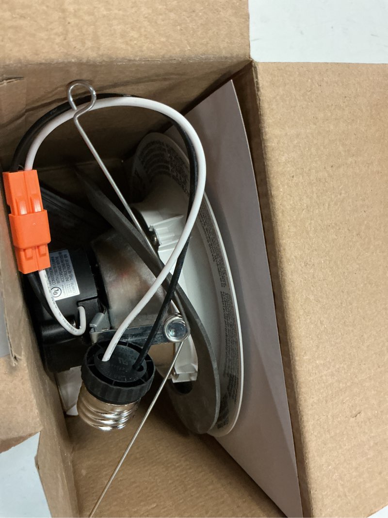 Condition photo showing As Is for halo matte white 5-6 in. w plastic led retrofit recessed lighting 6.97 w