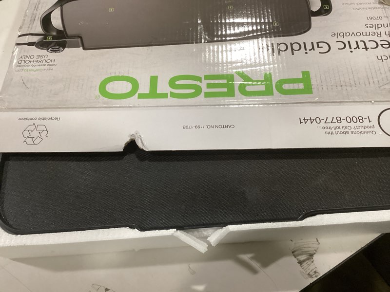 Condition photo showing As Is for Presto 22-inch Electric Griddle with removable handles