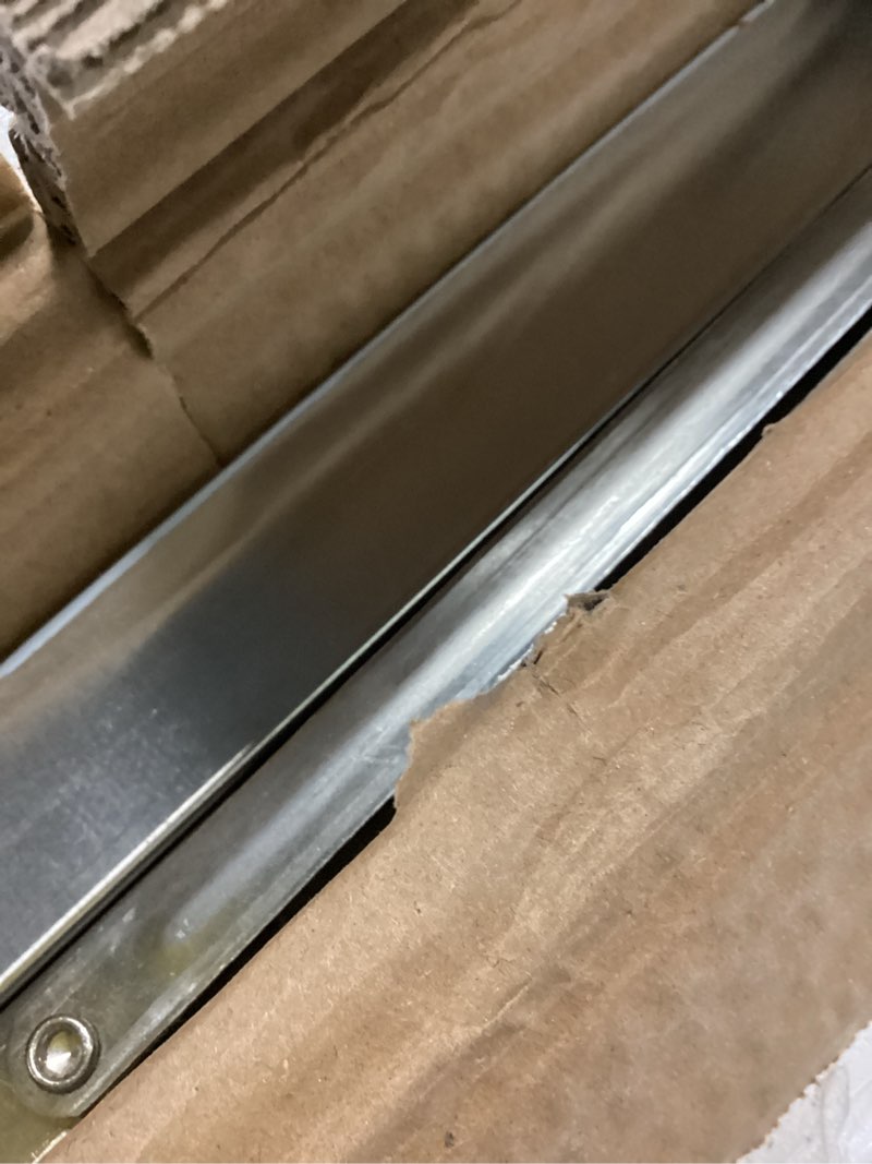 Condition photo showing As Is for Stainless Steel Folding Shelf Wall Mounted, Commercial Concession Serving Shelf for Food Truck, Trailer Window, Kitchen, Restaurant, Garage, Utility Room(12"x24") 1 12"x24"