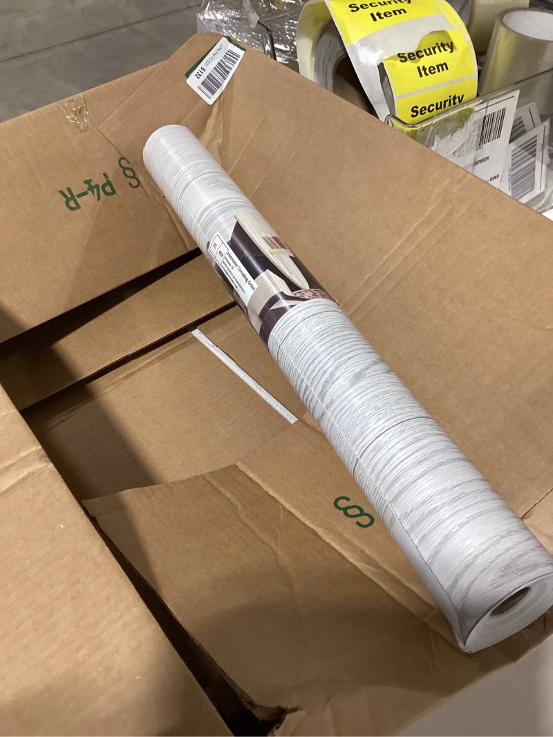 Condition photo showing Good Condition for Oxdigi Peel and Stick Vinyl Flooring Roll 24"x 393"/ 64 Sq.Ft, Self Adhesive Vinyl Wood Flooring Planks Floor Tiles Stickers Waterproof for Bathroom Living Room Bedroom Kitchen RV, White Grey Wood 24"Wx 393"L (64 Sq.Ft) White Grey Wood