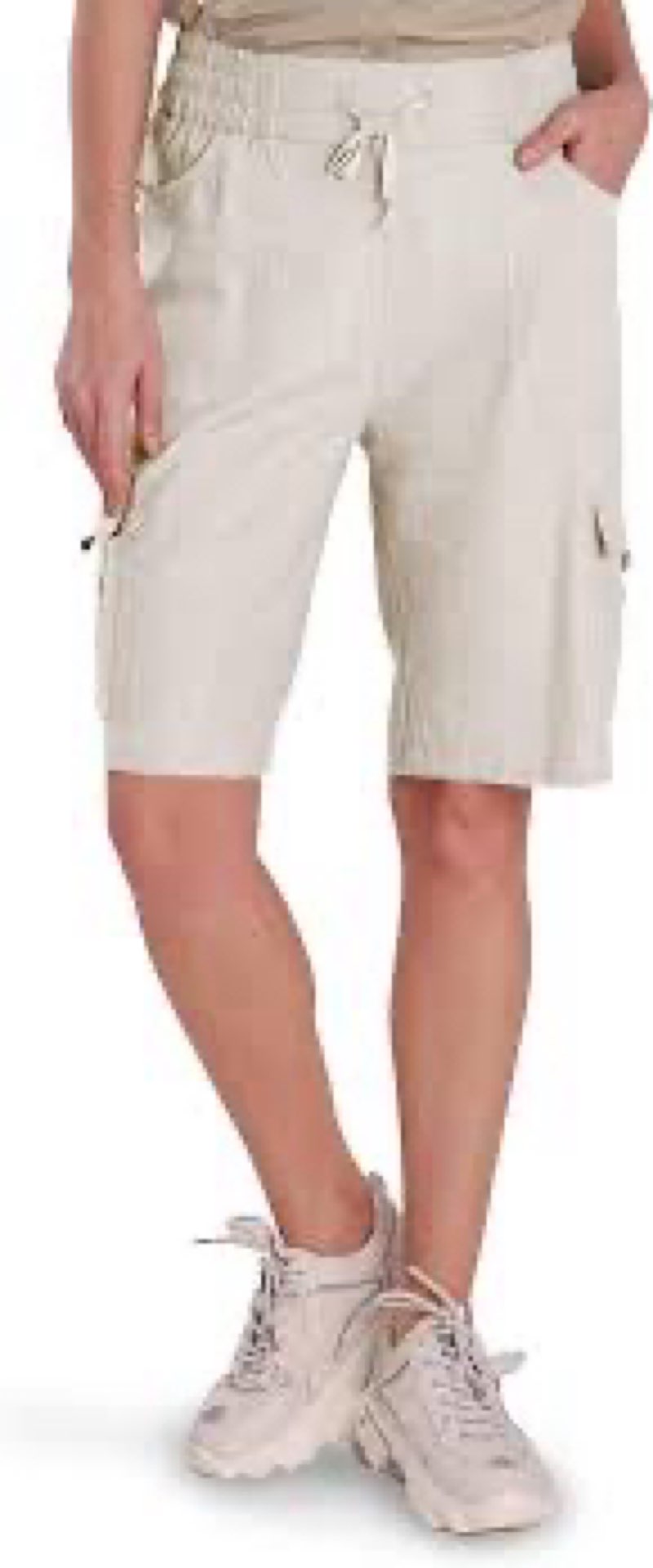 LIFOMO Women's Shorts 10'' Inseam Linen Hiking Cargo Shorts Summer Bermuda Drawstring Lightweight Ca