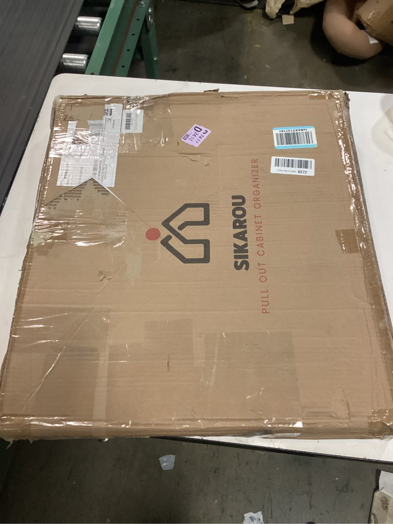 Condition photo showing New/Like New for pull out cabinet organizer,heavy-duty slide out shelf, wood and wire basket, pull out drawer for for kitchen under sink space, pantry, bathroom (26 * 21 wm) 1-tie 26*21 wm