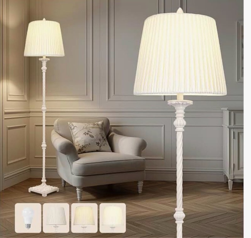 vintage floor lamp for living room with 3-way dimmable led bulb, 66" tall rustic standing lamp for b