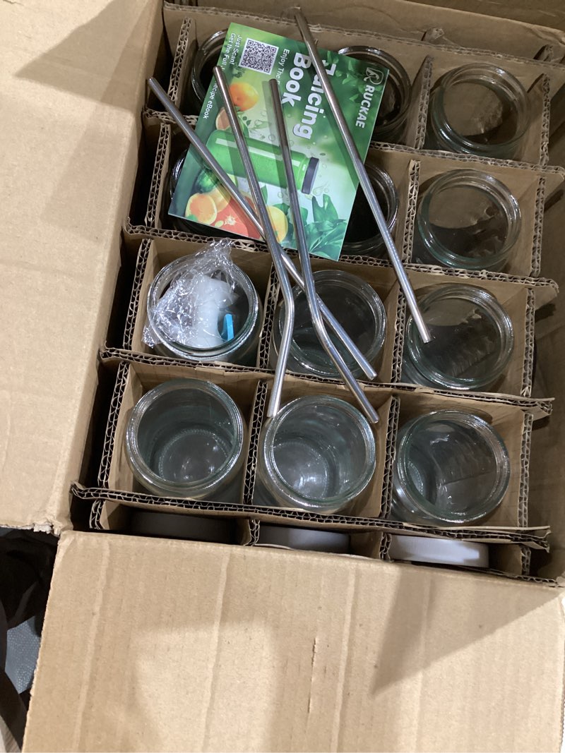 Condition photo showing Good Condition for ruckae 16oz 12 pack juice bottles, glass bottles juicing with lids, smoothie cup lids and straws, water bottle mason jar drinking glasses for juicing, smoothies, kombucha 16oz-12pack transparent