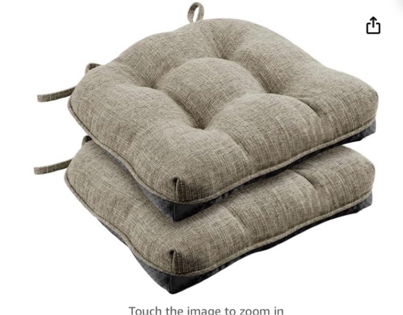 wellsin chair cushions for dining chairs, non-slip kitchen chair pads with ties, tufted shredded foam kitchen chair cushions set of 2, 15.5" x 15.5", khaki