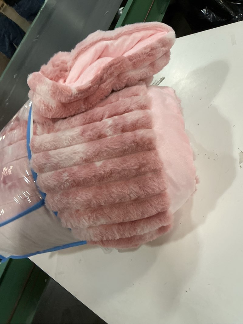 Condition photo showing As Is for Smoofy Fluffy Twin Comforter Sets 2 Pieces - Tie-dye Pink Fleece Fluffy Comforter Set, Luxury Fuzzy Twin Bedding Set, Soft Warm Comforter All Season, Heavy Faux Fur Comforter with Pillow Cases 2 Piece-Twin (66”X90'') Tie-dye Pink