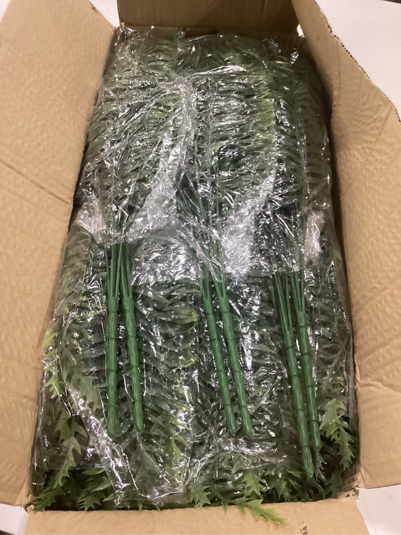 Condition photo showing New/Like New for lovemoon 24 pcs fake ferns for outdoors uv resistant faux fern plants, artificial greenery fern bushes for indoor garden, porch & patio greenery decor (24, green) green 24
