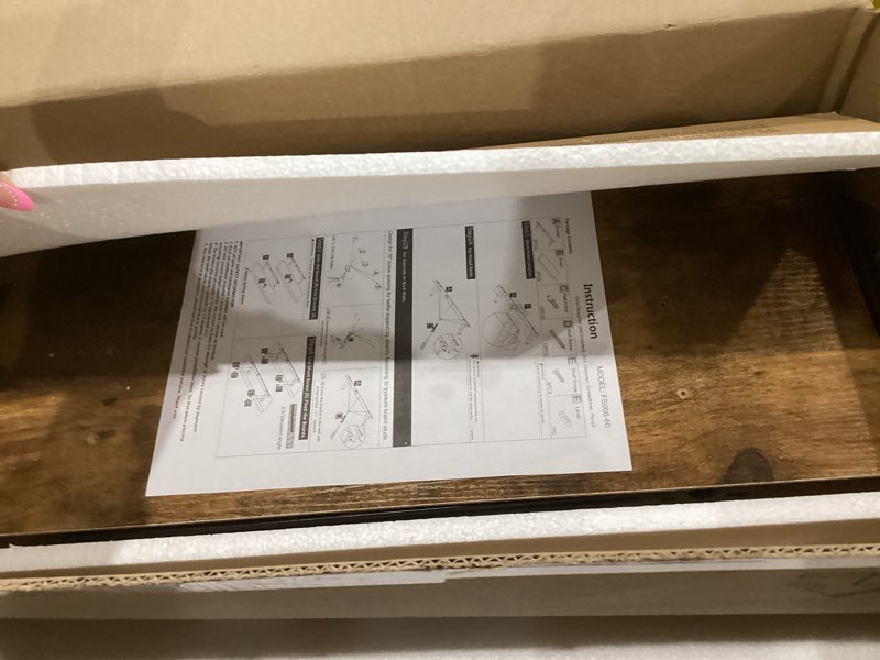 Condition photo showing Good Condition for QEEIG Floating Shelves for Wall 23.6" Long - Wall Mounted Shelf Bathroom Kitchen Living Room Bedroom Farmhouse Home Decor Display Bookshelf Large 23.6 x 9.3 inch Set of 2, Rustic Brown (008-60BN)
