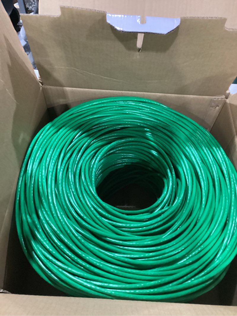 Condition photo showing New/Like New for | cat6 cable 1000ft | plenum cmp rated | 23awg, 550mhz utp certified | 10gbps high speed bulk cat 6 ethernet cable for networking | easy pull box (green)