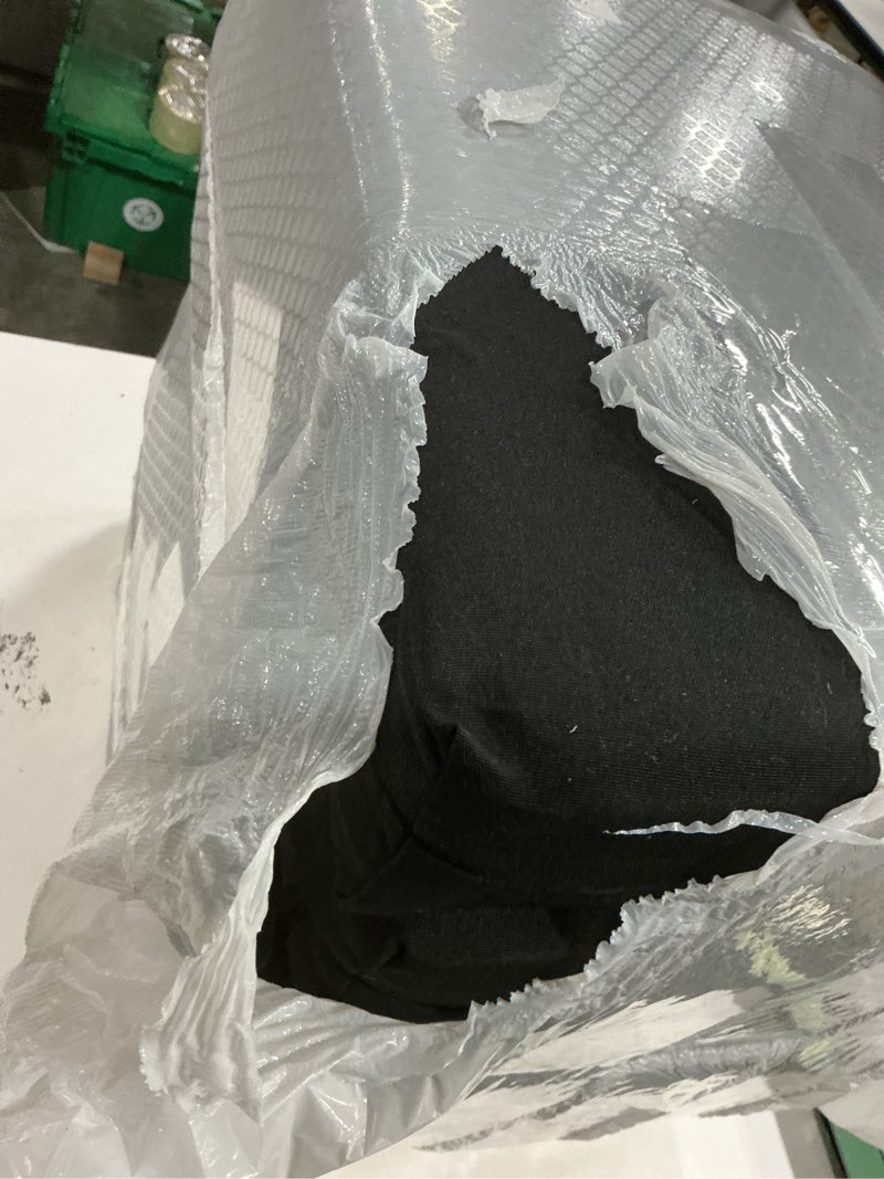 Condition photo showing As Is for outdoor chair cushions set of 6, 18.5 x 16 inch patio chair cushions, water resistant, non-slip ties (black) 1 - black 18.5x16x3|6 pack