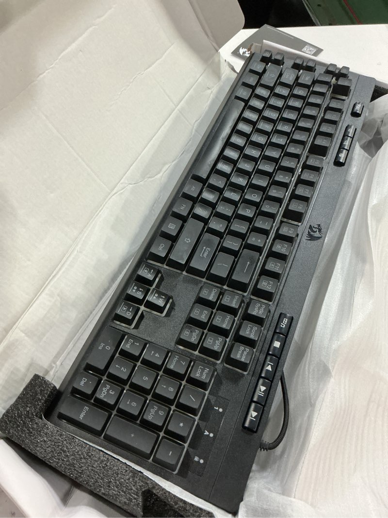 Condition photo showing Good Condition for Redragon K512 Shiva RGB Backlit Membrane Gaming Keyboard with Multimedia Keys, Linear Mechanical-Feel Switch, 6 Extra On-Board Macro Keys, Dedicated Media Control, Detachable Wrist Rest Black 104 Keys