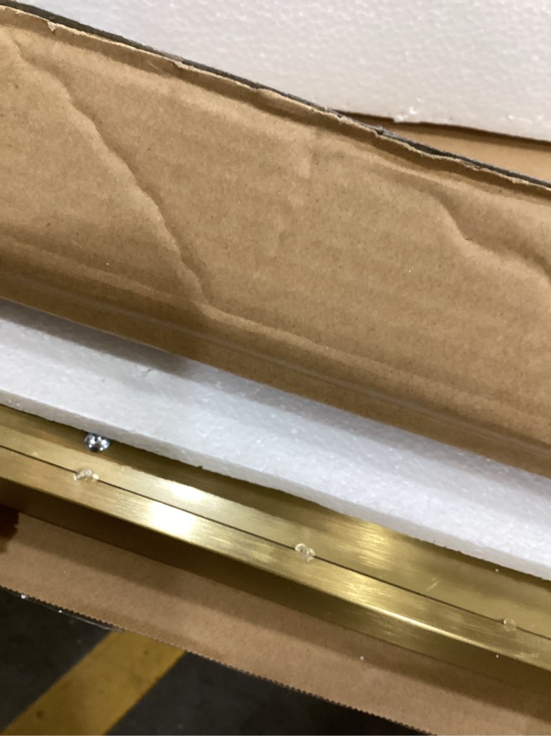 Condition photo showing New/Like New for andy star brass mirror bathroom, 22x30’’ rounded rectangle mirror, brushed gold bathroom vanity mirror non-rusting sus304 metal tube frame 1’’ deep wall-mounted mirrors vertical/horizontal brass 30"l x 22"w