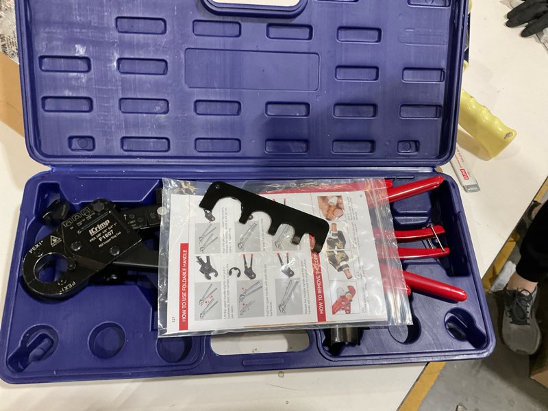 Condition photo showing As Is for iCrimp Angle Head PEX Crimping Tool Kit for 3/8,1/2,3/4,1-inch with Copper Ring Removal Tool, Pex Pipe Cutter and Gauge, Meets ASTM F1807 Standard, Suitable for Tight Spaces