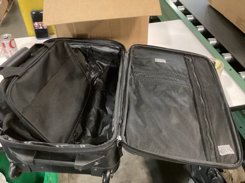 Condition photo showing Good Condition for u.s. traveler rio lightweight softside rolling carry-on suitcase, 2-wheel set, black black 2-wheel set (21"/14")