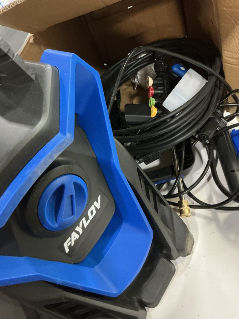 Condition photo showing Good Condition for pressure washer, power washer with gfci safety plug & no-bend 360° nozzle, 1.33 gpm pressure washer complete with foam cannon & 4 nozzles for car & home blue