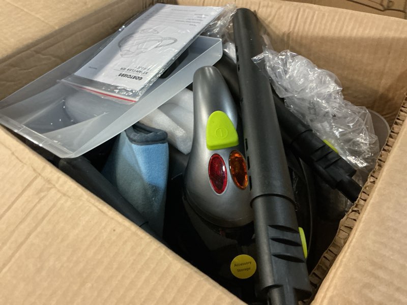 Condition photo showing Good Condition for heavy-duty steam cleaner - 1500w multipurpose handheld floor steamer with 22 accessories 16ft cord for home, car detailing, tile, grout, carpet, wallpaper, upholstery, window, deep cleaning