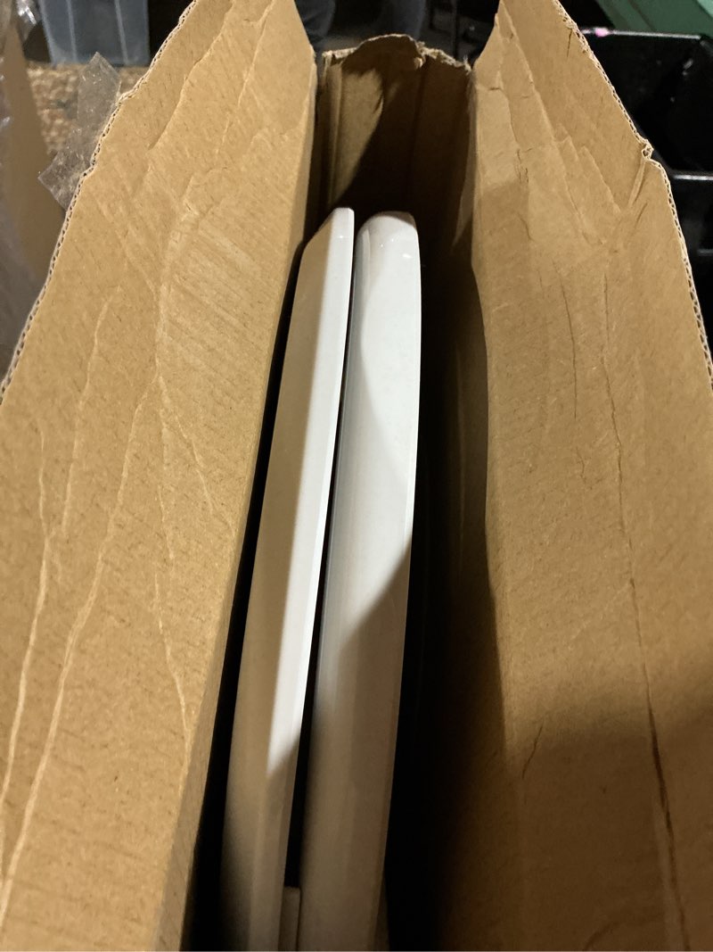 Condition photo showing As Is for Toilet Seat Round Soft Close16.5'', Toilet Lid Slow Close Quiet No Slam, Easy Installation & Release?Safe PP Material Easy Clean, Comfortable Ergonomic Design, 2 Years Support, White Plastic White Round 16.5inch