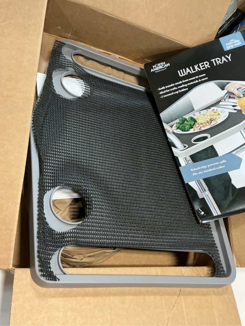 Condition photo showing Good Condition for StrongArm Solid Gray Walker Tray with Cup Holder, Tray for Folding Walkers, Food Tray, Walker Accessories, Tray Table for Standard Adult Walkers (Gray)