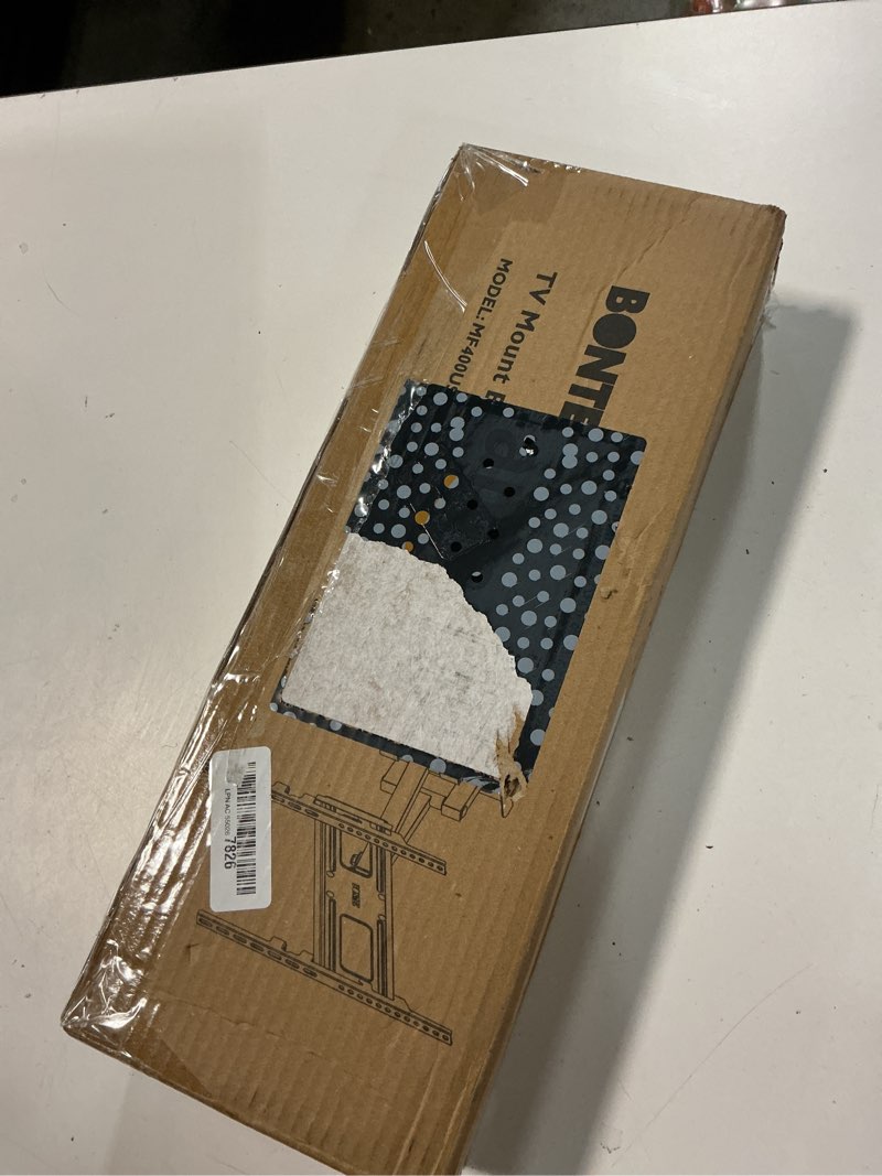 Condition photo showing New/Like New for bontec full motion tv wall mount for 23-70 inch tvs, hold up to 99 lbs, max vesa 400x400mm, swivel tilt dual arms, adjustable viewing angle, fits 16" wood studs, easy assembly