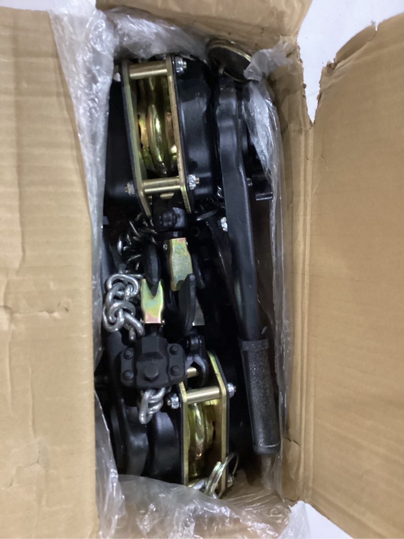 Condition photo showing New/Like New for Lever Chain Hoist 2200LBS 5FT 2 Units Set 1T 1,5M Lever Chain Hoist 1 ton Commercial Portable Hooks for Building Garages Warehouse Automotive Machinery?1T/1.5m*2units?