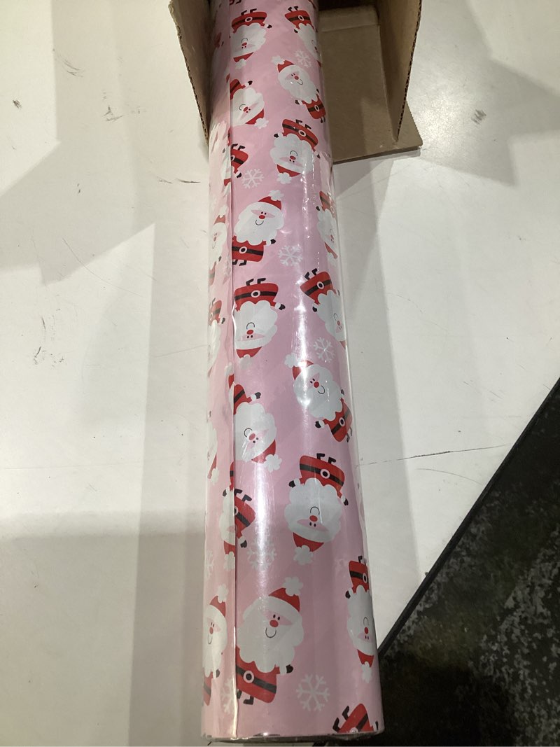Condition photo showing Good Condition for MAYPLUSS Christmas Reversible Wrapping Paper Jumbo Roll - 30 Inches x 100 Feet - Pink Santa Claus and Stripe Design Pink Red Christmas