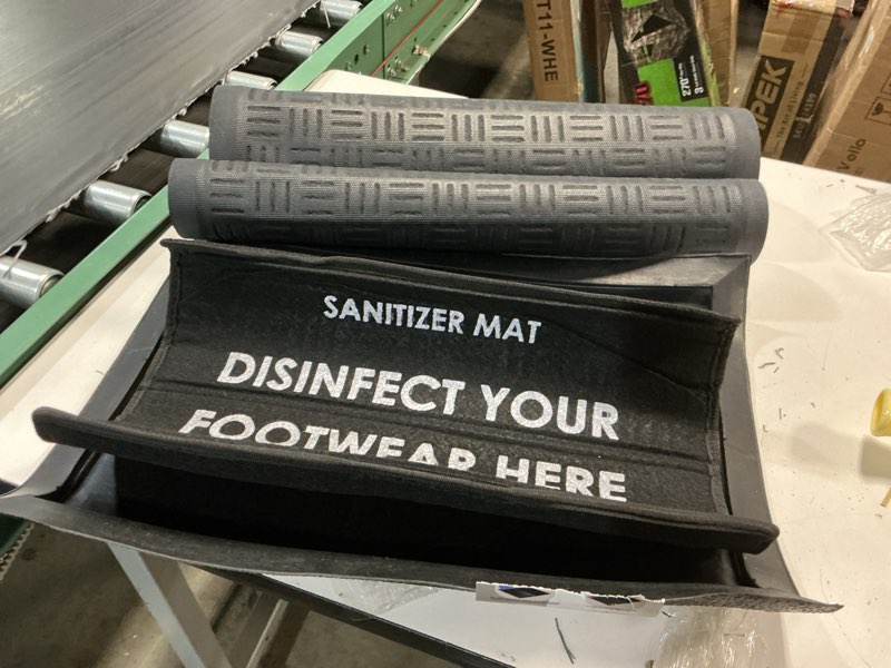 Condition photo showing Good Condition for customer reviews for rugsmith sanitizer black 24 in. x 36 in. rubber sanitizer doormats