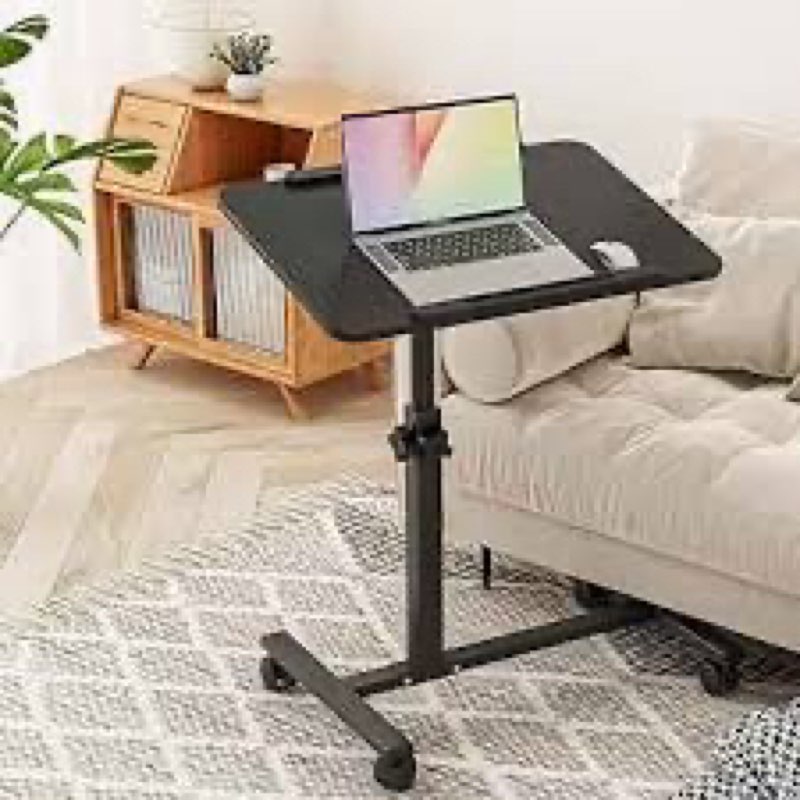 Eocre Adjustable Overbed Bedside Table, Hospital Bed Table with Wheels, Portable Rolling Desk, Mobil...