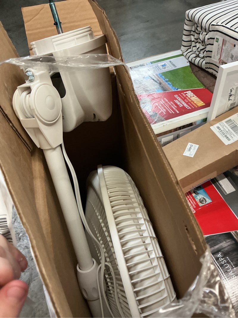 Condition photo showing As Is for lasko cyclone 18" 3-speed adjustable oscillating pedestal fan, white, s18931