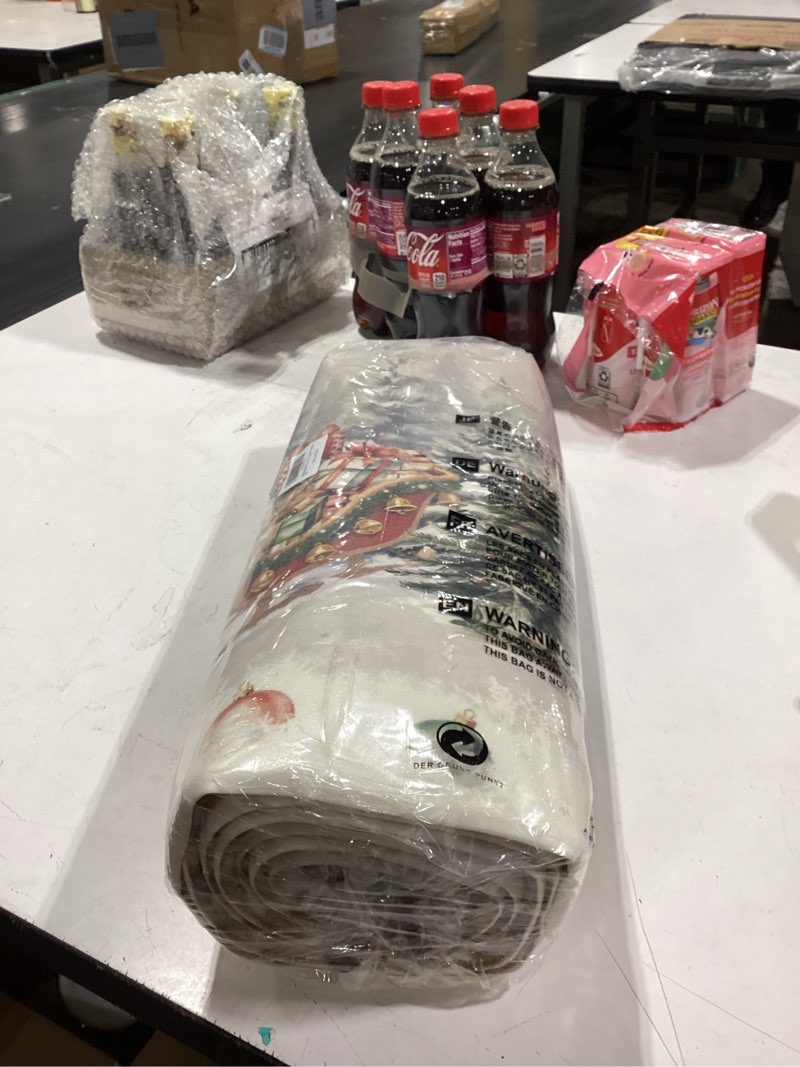 Condition photo showing Good Condition for Christmas Kitchen Rugs Sets of 2, Snowman - Santa’s Sleigh & Santa Claus - Christmas Tree Double-Sided Grey Print Anti Fatigue Kitchen Mat, Porch Decor Non Slip Door Mat 17x29 and 17x47 Inch Christmas Gray