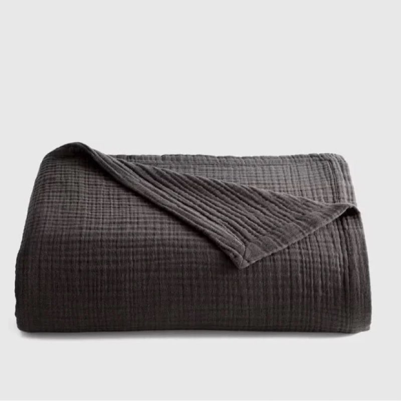 Quince Dark Gray Gauze Throw Blanket