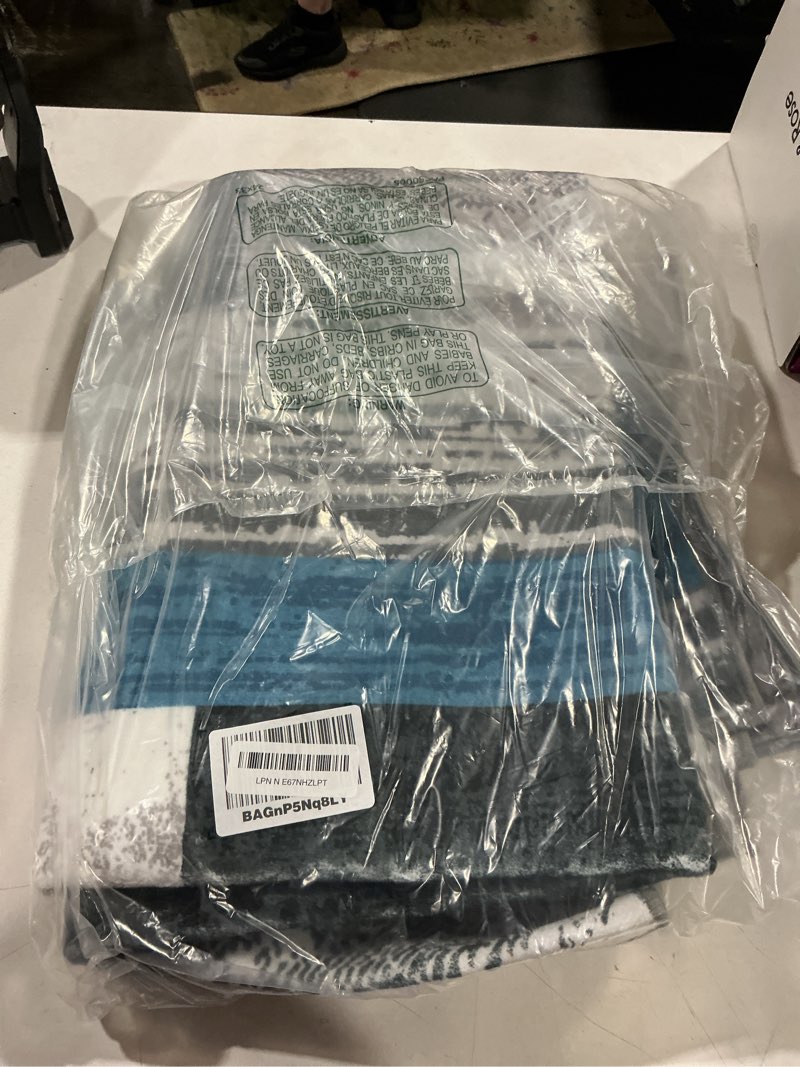 Condition photo showing Good Condition for large area rugs,modern geometric patchwork floor decor for bedroom aesthetic carpet, rockwood collection, indoor rugs for living room, dining room, nursery, office, machine washable rug,4x6 ft blue blue 4' x 6' (rectangular)