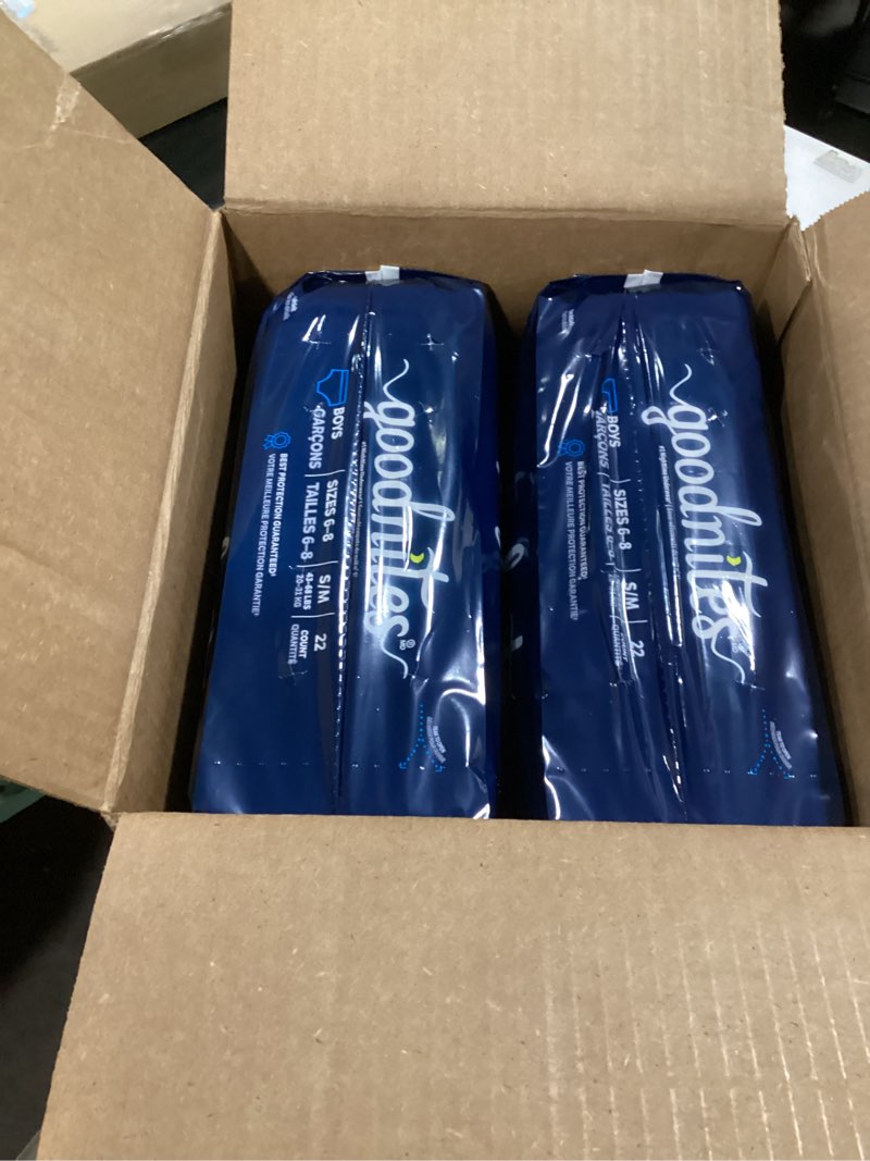 Condition photo showing New/Like New for Goodnites Boys' Nighttime Bedwetting Underwear, Size S/M (43-68 lbs), 44 Ct (2 Packs of 22), Packaging May Vary Small/Medium 44