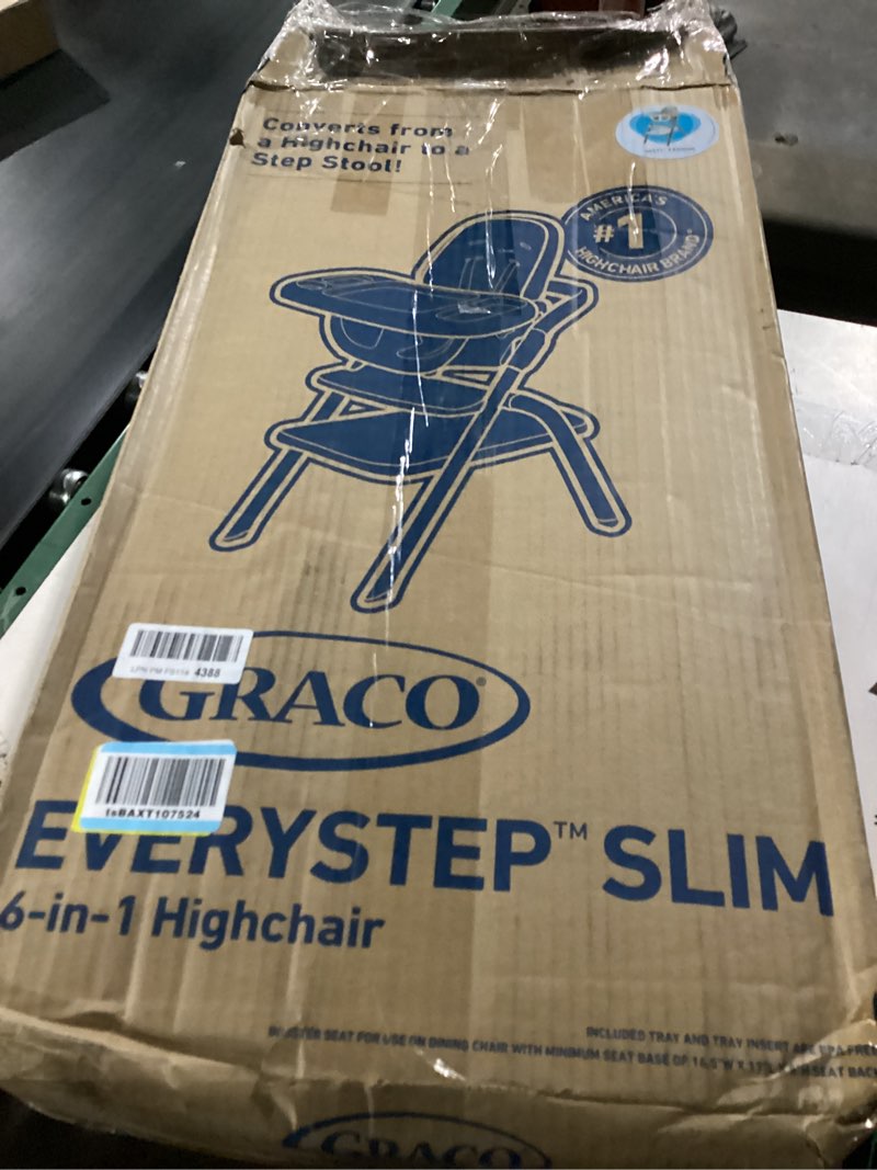 Condition photo showing New/Like New for graco everystep 6 in 1 high chair, babies and toddlers portable slim high chair with 6 growing stages from infant to toddler seating, convenient for dining time, featured design in misty