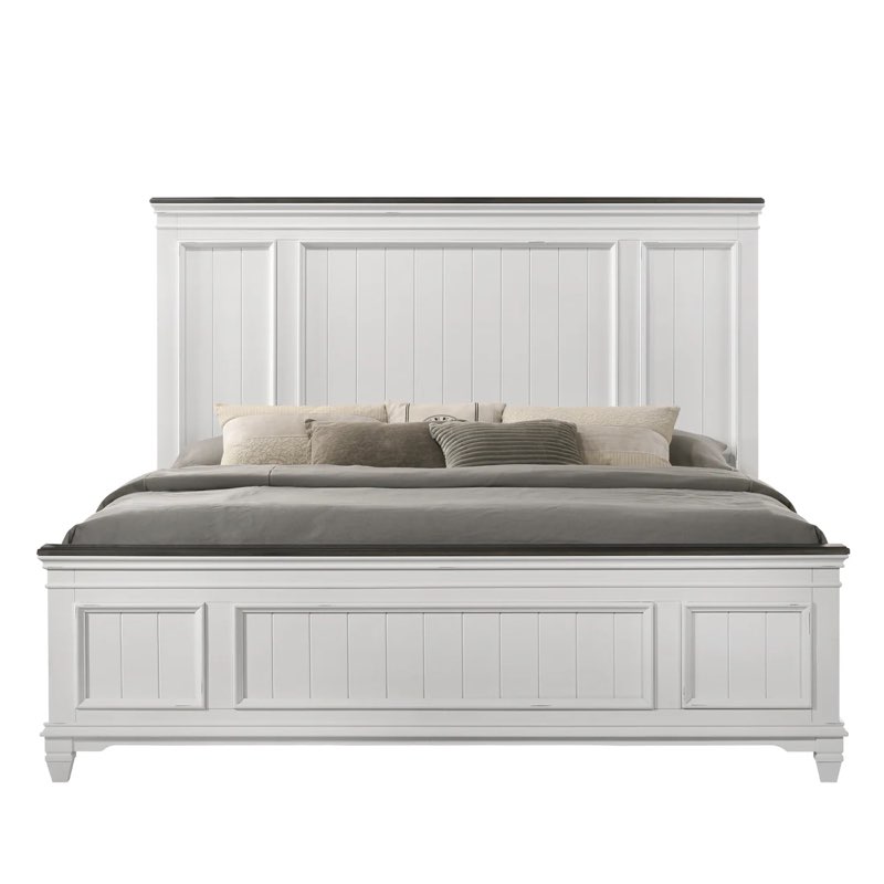 Roundhill Furniture Clelane Shiplap Wood Panel Bed (Incomplete, box 1/2 )