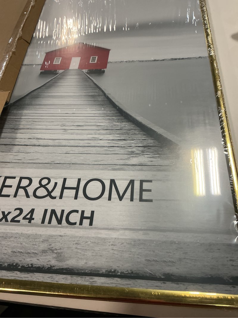 Condition photo showing New/Like New for ELSKER&HOME 18x24 Poster Frame 3 Pack, Gold Picture Frame for Horizontal or Vertical Wall Mounting, Sturdy and Scratch-proof Gold 18 x 24